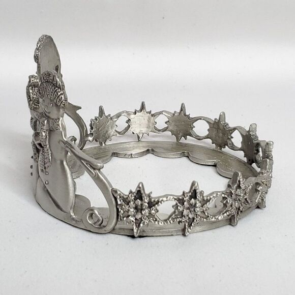 Vtg Snowman Pewter Jar Candle Holder 4" Winter Christmas - Picture 2 of 5